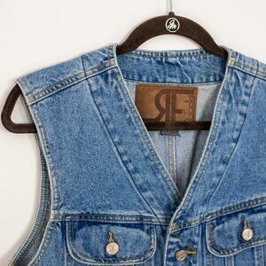 Vintage Rafaella RF Denim Vest Large Blue 90s Western Gilet